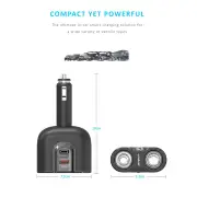Mbeat Gorilla Power Dual Port USB-C & QC 3.0 Car Charger with Cigar Lighter Splitter