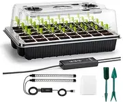 Seed Starter Tray with Grow Light, 40 Cells Smart Timer Seeding Starter Kit with Humidity Dome, Adjustable Brightness Plant Starter Trays, Indoor Plant Seed Germination Kit Planting Seeds