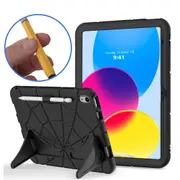 StylePro combo, iPad 10th and 11th gen Supershell case with shoulders strap plus Kids Pencil, black.