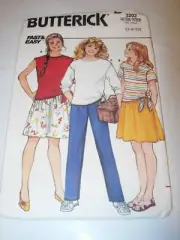 GIRLS CHILDS UNCUT BUTTERICK 3202 Sewing Pattern PANTS SKIRT SHIRT TOP SIZE 7-10
