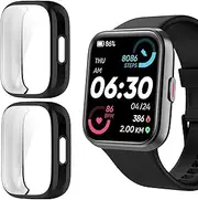 ID208 Plus Smart Watch Case, Blueshaweu Soft All Around TPU Case with Screen Protector Compatible for Quican/ENOMIR/Tensky/Fitpolo/Aeac/WMK/Konitee/VRPEFIT ID208 Plus Smart Watch 1.8" (Black+Black)