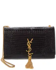 Saint Laurent Kate Tassel Medium Croc-Embossed Leather Shoulder Bag