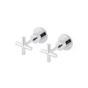 MEIR Round Brass Cross Handle Shower Wall Taps - Chrome