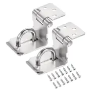 2Pcs 3'' Stainless Steel 90 Degree Heavy Door Latch Hasp Lock with Screws Silver