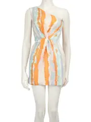 Tie-Dye Silk One Shoulder Mini Dress