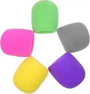 KOMBIUDA 10pcs Thick Microphone Windscreen Covers Soft Sponge Protective Covers for Stage Ktv Conferences and Interviews Includes Purple Yellow Gray Green and Pink Each