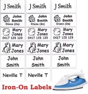 36 White Iron On Personalised Name Clothing Labels / Tags - Medium (30*15mm)