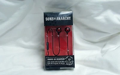 Tribeca Sons Of Anarchy Earphones & Mic Black/Red Anarchy Symbol