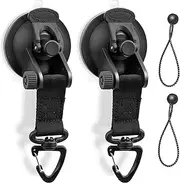 RED WOLF Heavy Duty 65MM Suction Cup Anchor Tie Down with Rotatable Hanging Hook Hold up to 22 LBs/10KG Each for Outdoor Camping Tarp Car Window Ceiling Awning RV Board Boat Vehicle Glass Surfing 2PC