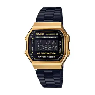 【CASIO 卡西歐】A168WEGB 時尚復古方型電子鋼帶手錶
