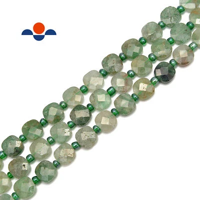 Green Strawberry Quartz Faceted Flat Square Beads Size 10mm 15.5" Strand