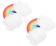 Baluue 2pcs Cloud Bath Ball Skin Scrubber Home Use Bath Balls Bubbling Bath Balls Bubble Forming Bath Wipe Bath Flower Skin Bath Balls Skin Exfoliating Bath Balls Rainbow Bath Balls