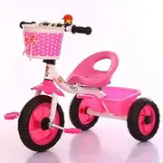 Kids Toddler Readily Assembled Adjustable Beginner Trike Tricycle Bike with Storage Bin and Handle Streamers,b