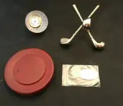 Things Remembered Golf Crystal Clock Gold NIB