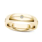 Men's 0.13 CT. T.W. Natural Diamond Five Stone Milgrain Groove Wedding Band in Solid 14K Gold