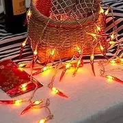 OKBA 2pack red Chili Pepper String Lights,40 LED Pepper String lamp Indoor Kitchen Decor Outdoor Mexican Decorations Light, Battery Powered for Chinese New Year,Holiday Party,Christmas Home Decor
