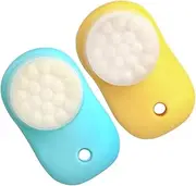 WEKADRIN Handheld Facial Brush 2pcs Silicone Cleansing Brush Gentle Skin Cleanser Travel Size Face Scrubber