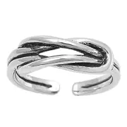 Double Loop Toe Ring 925 Sterling Silver 5mm Band Adjustable