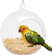 Parrot Nest | Swinging Bird Bed | Bite-Resistant Hangable Round with Wood Chips Transparent Washable Breeding Hut for Lovebird