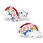 Kids Silver Rainbow Stud Earrings