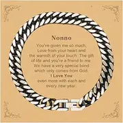 [Generic] Nonno Gift. Best Thank You Gifts for Nonno, I Love You Even More. Appreciation Gifts, Cuban Link Chain Bracelet with Message Card for Nonno, Small, Silver Plated Zinc, Cubic Zirconia