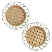 Handwoven Round Natural Rattan Handmade Floret Shape Insulation Placemat