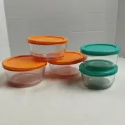 Pyrex Simply Store Glass Storage Containers w/ Plastic Lids Set Of 5