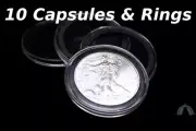 10 Airtite Coin Capsules with BLACK Rings for 1oz American Silver Eagle 40.6mm