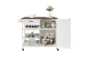ACA Kitchen Island Trolley Rolling Serving Cart Utility Storage Cart Shelf White