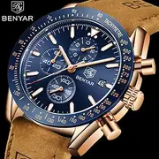 BENYAR Mens Quartz Watches Chronograph Analog Quartz Movement Stylish Sports Designer Wrist Watch 30M Waterproof Elegant Gift Watch for Men