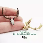 Fallow Deer - 1:24 Scale replica for dollhouse, diorama, art supplies (1 skull)