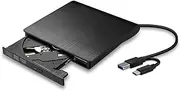 External DVD Drive, USB 3.0 & Type-C Portable Player, External CD/DVD Burner, CD DVD +/-RW Drive, Compatible with Laptop, MacBook, Windows, Linux PC