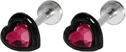 [Niaspi] 2Pcs 16G Pink CZ Heart Labret Monroe Lip Rings Studs 316L Surgical Steel Black Heart Cartilage Stud Earrings Helix Tragus Conch Flat Back Earring Statement Body Piercing Jewelry 6 8 10mm