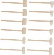 Toyvian 12Pcs Wooden Mini Hammers Safe Food Mallets for Creative Pounding for Parent Interaction for Crab and Cake Use and Easy to Clean