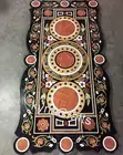 Rectangle Black Marble Meeting Table Top Unique Design Inlay Work Dining Table