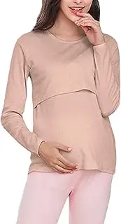 [Generic] Compression Top Women Maternity Shirts Maternity Clothes Double Layer Pregnancy Tee Postpartum Shirt Ruched Side Maternity Top