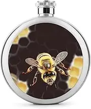 Stainless Steel Flask for Men Wild Animal Bee Travel Hip Flask Leakproof Drinking Flasks Thin Flasks with Never-Lose Cap