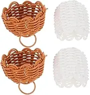 GAROZATION 2pcs Mini Pine Woven Basket Bags Decorative Purse Treat Bags Rattan Straw Pouch for Candy Storage for Parties and Christmas