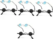 PRETYZOOM Sets Retro Punk Small Round Sunglasses Metal Circle Frame Polarized for Women Men Pcs