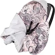 Infantilo Universal Baby Boy Baby Girl Hooded Cosy Toes for Car Seat Blanket Wrap for Babies with Hood Baby with Holes for 3-Point Harness Straps Pushchair, Pram, footmuff (Boho Pink)