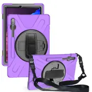 For Samsung Galaxy Tab S8+ Plus (2022)/Tab S7+ Plus (2020) Case, Shielding Cover, Shoulder+Hand Strap, Purple