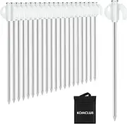 KOMCLUB Tent Stakes 20PCS Tent Pegs Glow in The Dark Galvanized Steel Heavy Duty Camping Stakes with Sotrage Bag for Hiking,Garden,Beach,Hammocks Accessories