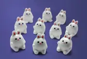 10pcs Cute Fat Rabbit Miniature Fairy Garden Statue Resin Mini Figurine Gifts