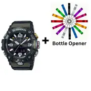 Casio G-Shock Black/Green Analogue/Digital Bluetooth Mudmaster Watch GG-B100-1A3 GGB100-1A3DR Bottle Opener Bundle