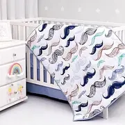 Noisy Mouse - Boho Rainbow, Premium, 100% Organic Cotton 4-Piece Baby Nursery Bedding Crib Set | Baby Comforter | 2 X Fitted Crib Sheets | Crib Skirt (Peach, Teal, White)