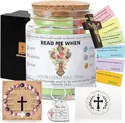 [INCOK] Christian Bible Verse Jar Gifts - 108 PCS Read Me When Bible Verses in a Jar with Scripture Cards, Emotions and Feelings Hope Religious Gift (NIV) with Keychain and Cross Bracelet for Mom Mother Day