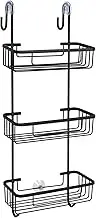 Duwee Over the Door Shower Caddy, Aluminum Hanging Shower Rack, Rustproof Shampoo Holder with Hooks, 3-Tier Bathroom Shelf with Suction Cups