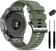 Silicone Band for Garmin Enduro 3 2/Fenix 8/tactix 8 AMOLED 51mm/Fenix 7X/6X, 26mm Quickfit Sprot Watch Strap Replacement for Fenix 7X pro sapphire solar/6X pro/5X/5X plus/epix Pro/Descent Mk2i