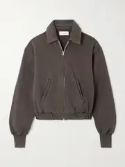 [Les Tien] Les Tien - Courtney Fleece-trimmed Cotton-jersey Jacket - Gray - small small Gray
