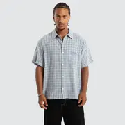 [XLarge] Wall Check Short Sleeve Shirt Blue XL